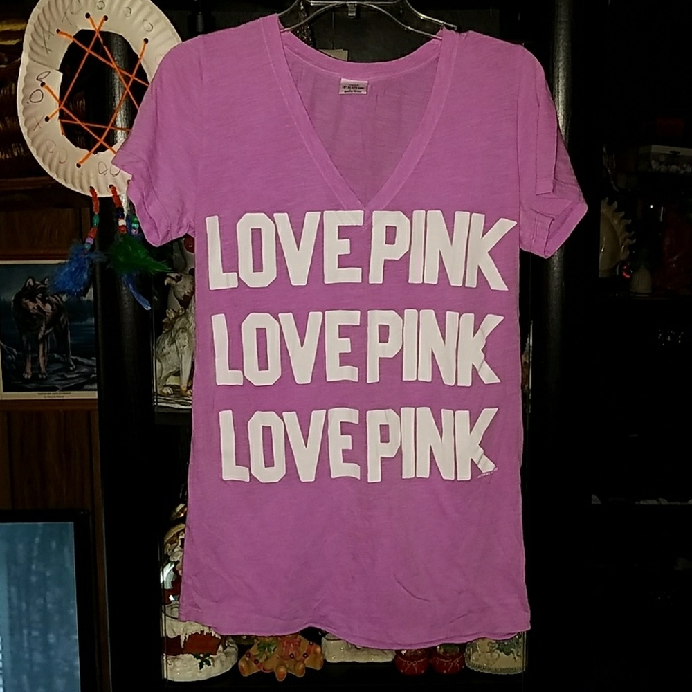 2 women's pink vs shirts
